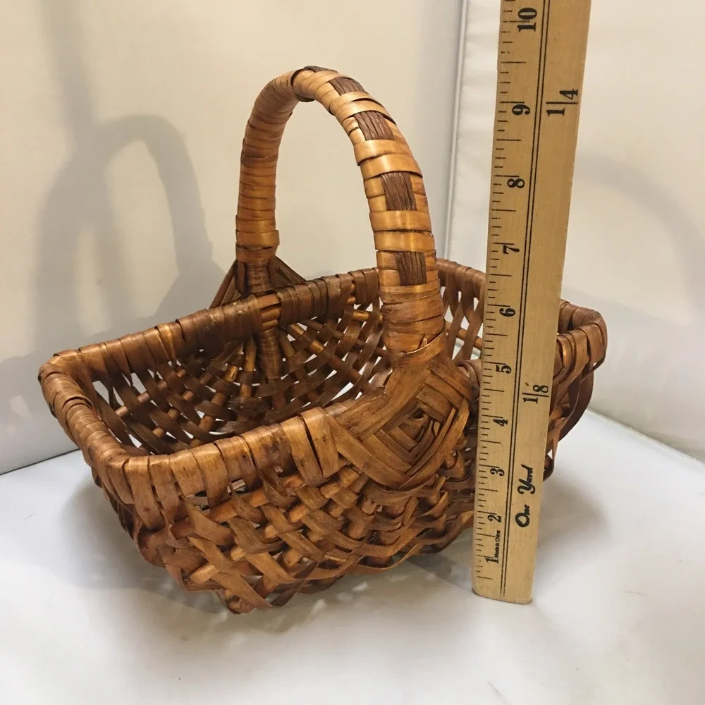 Woven Splint Basket Home Decor OS Brown Rustic Farmhouse Style Cottagecore